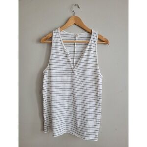 O'Neill Top Womans XLarge Cream Striped Flowy Racerback Button Front Tank Beachy